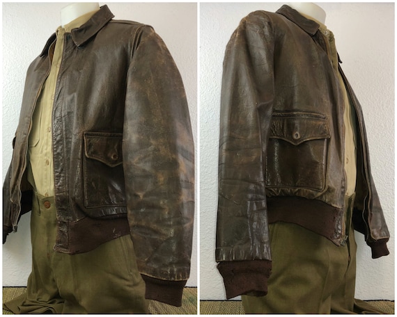 Vintage WW2 Type A-2 Flight Jacket 1942 Aero Co Leather Officer