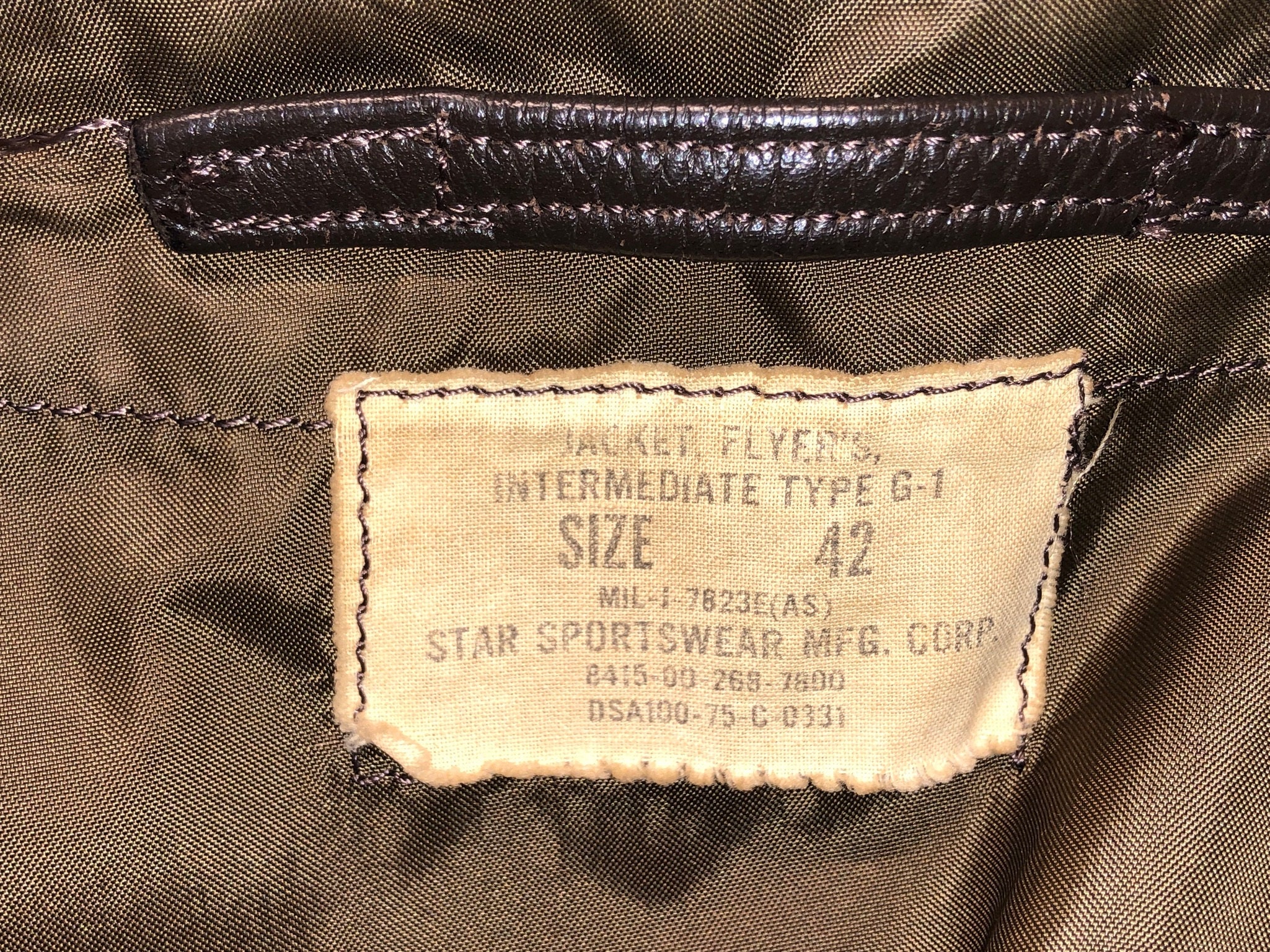 1970s Navy Type G-1 Leather Flight Jacket Flyer's Intermediate