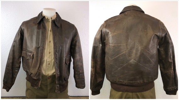 Vintage WW2 Type A-2 Flight Jacket 1942 Aero Co Leather Officer