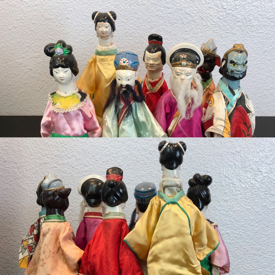 Lot of 7 Vintage Chinese Theater Opera Porcelain & Silk Hand Puppets - Etsy