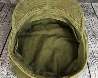 Vintage US Army WWII OD7 HBT Field Cap Combat Fatigue Utility Hat