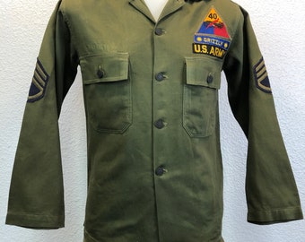 US Army 1950/60's OG-107 Cotton Sateen Fatigue Shirt Utility