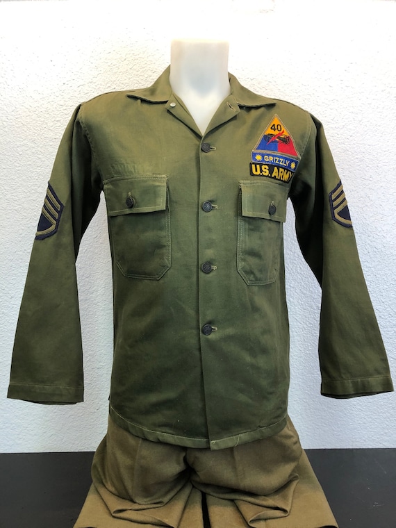 XS / Small 60s Distressed Army Shirt / OG-107 OG107 Cotton