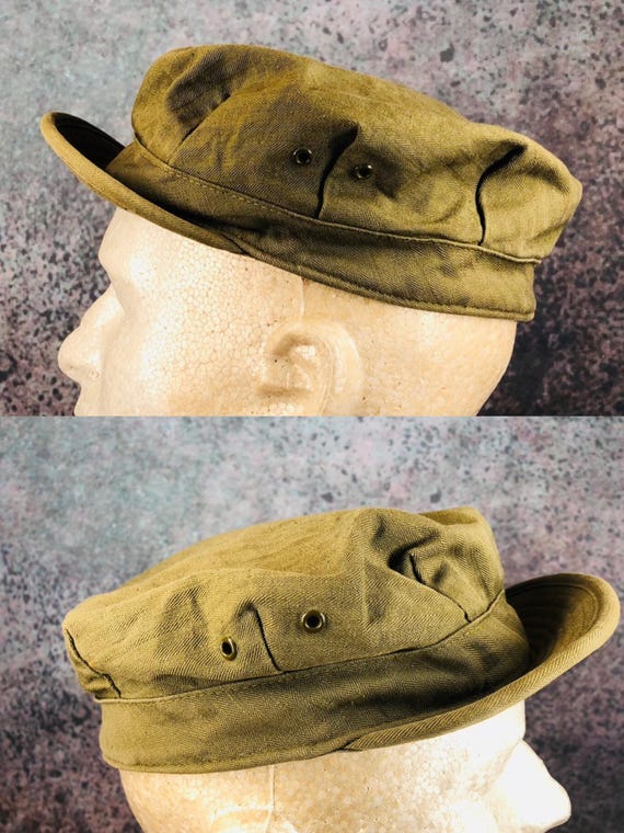 Vintage US Army WWII OD7 HBT Field Cap Combat Fatigue Utility Hat