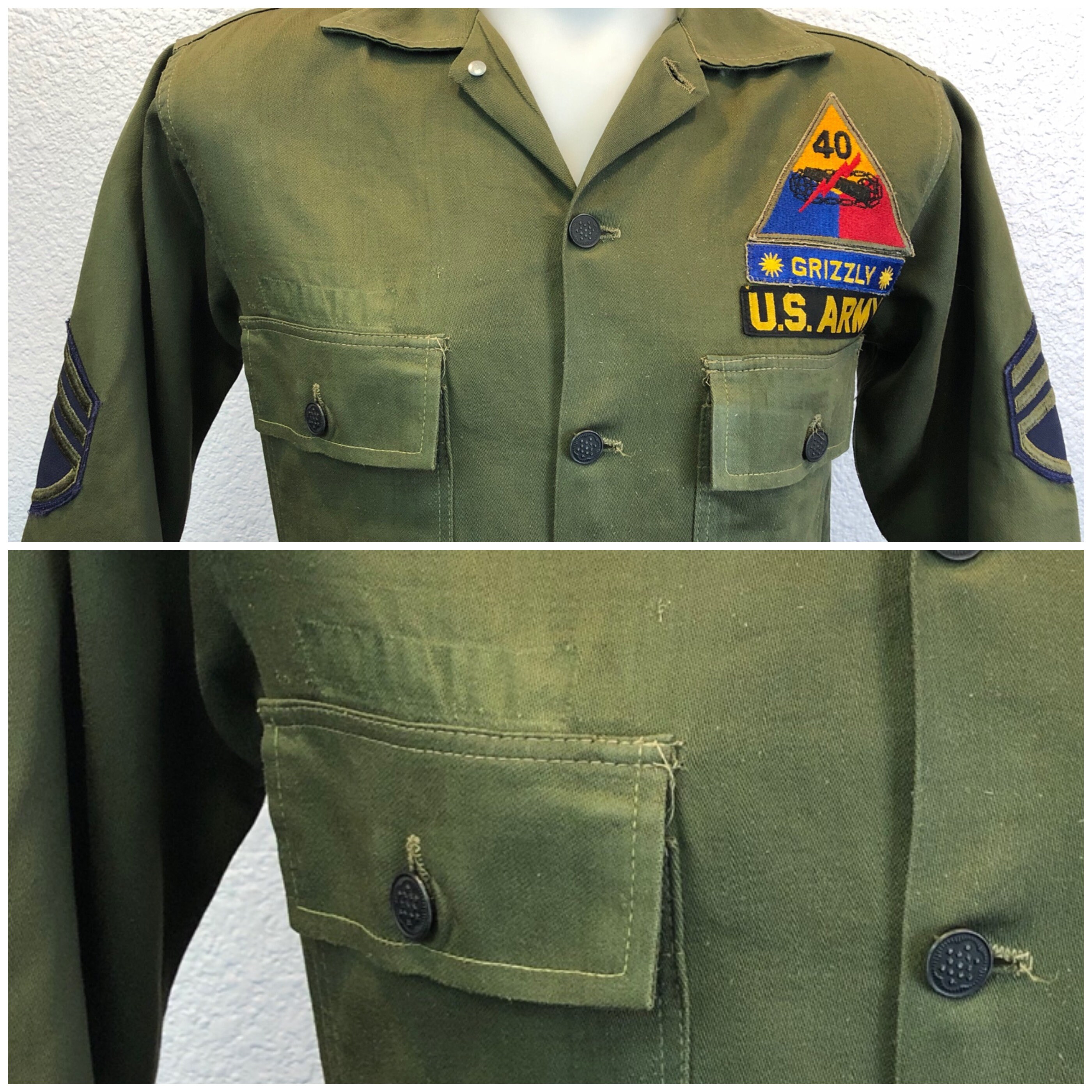 ジャケット・アウター 60's U.S. ARMY UTILITY SHIRT 1st MODEL VINTAGE US ARMY UTILITY SHIRT P64 1960S US ARMY ARMOR SCHOOL