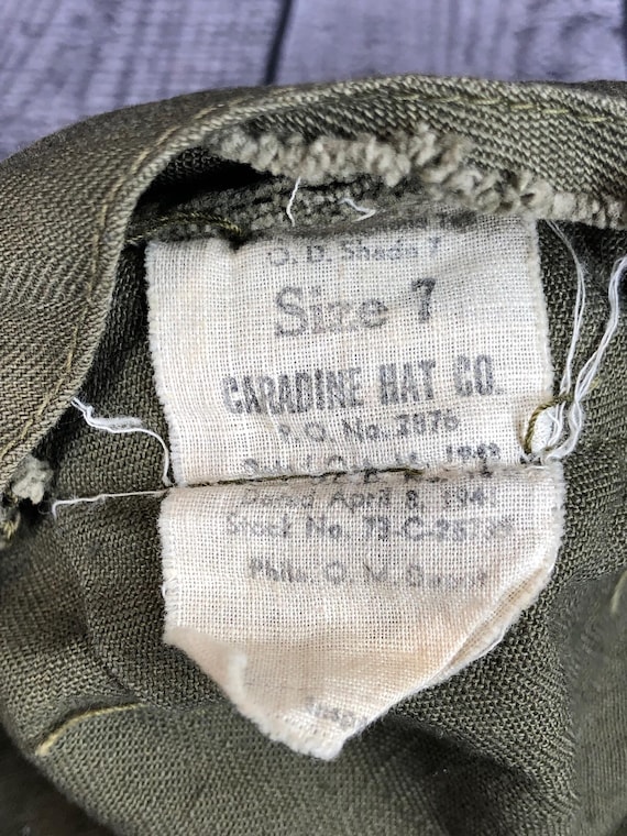 Vintage US Army WWII OD7 HBT Field Cap Combat Fatigue Utility Hat