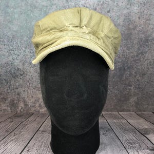 Original vintage amerikansk armé andra världskriget OD7 HBT fältkeps storlek 7 stridsutmattningshatt fiskbensmönstrad twill