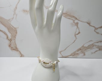 Personalized Faux Ceramic Name Bracelet • Custom Name Jewelry • Gold or Silver Letters • Elegant Minimal Bracelet • Gift for Her