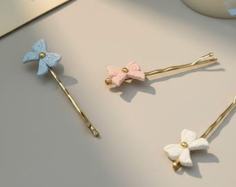 Mini Romantic Blue Lace Hair Bow Charms • Feminine Polymer Clay Accent • Luxury Jewelry Add-On • Limited Edition Capsule