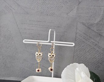 Earrings Gold Owl Envelope Drop | Whimsical Fantasy Jewelry | Magic school