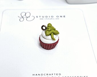 Mini Fall Cupcake Charm: Polymer Clay Autumn Leaf Accessory – Handmade Polymer Clay Jewelry, Lightweight & Hypoallergenic Gift for Her