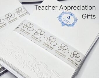 Teacher Thank You Cards | Personalized A2 Postcards with Envelopes | Embossed Lace Stationery | Custom Initial Name Cards | end of year