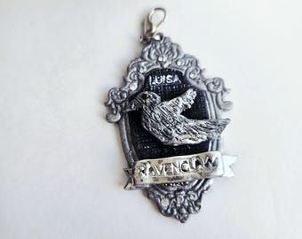 Ravenclaw Charm – Custom Name Harry Potter Gift, Polymer Clay House Crest, Handmade Raven Pendant, Magic Accessory, Hogwarts Collectible