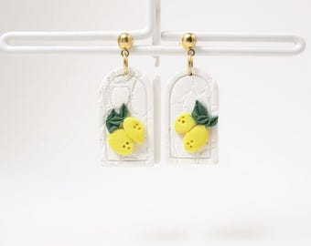 Lemon Arch Polymer Clay Earrings: Handmade Hypoallergenic Dangles – Handmade Polymer Clay Jewelry, Lightweight & Hypoallergenic Gift for Her