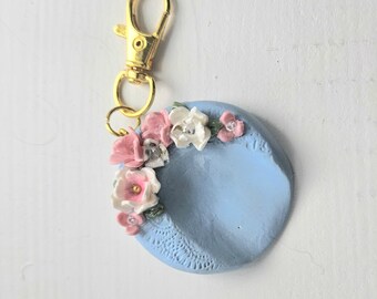 Luxury Blue Lace Worry Stone Charm • Polymer Clay Pocket Token • Romantic Keepsake Add-On • Limited Edition Collectible