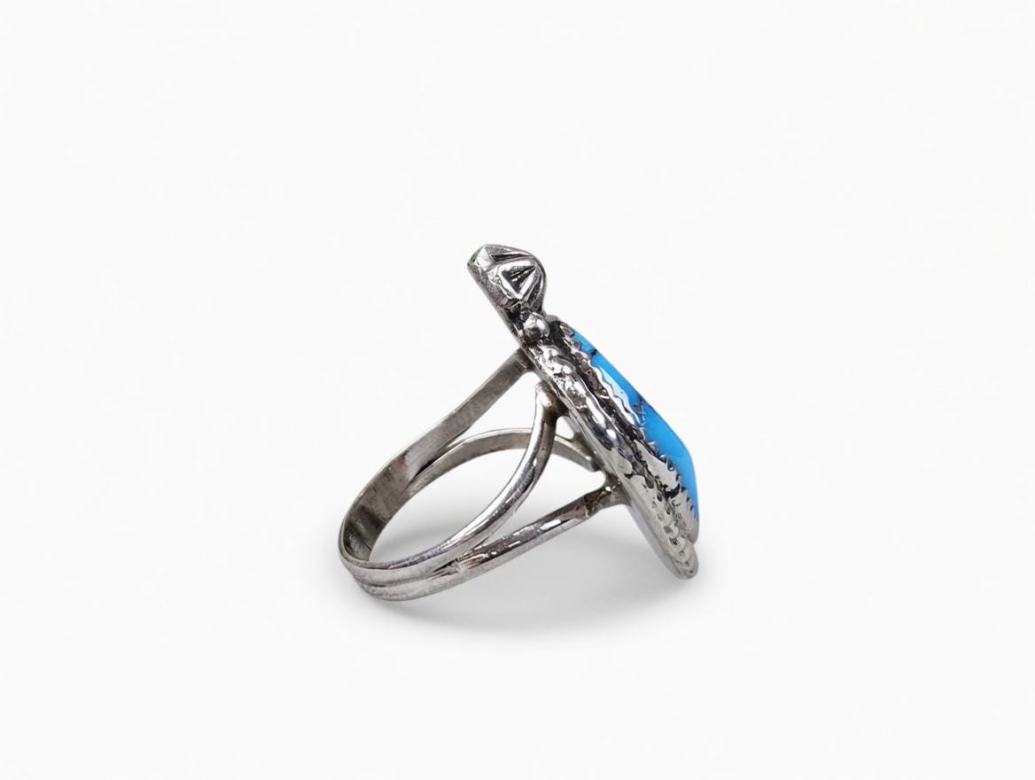 Natural Sleeping Beauty Turquoise Sterling Silver Statement Ring | Size ...