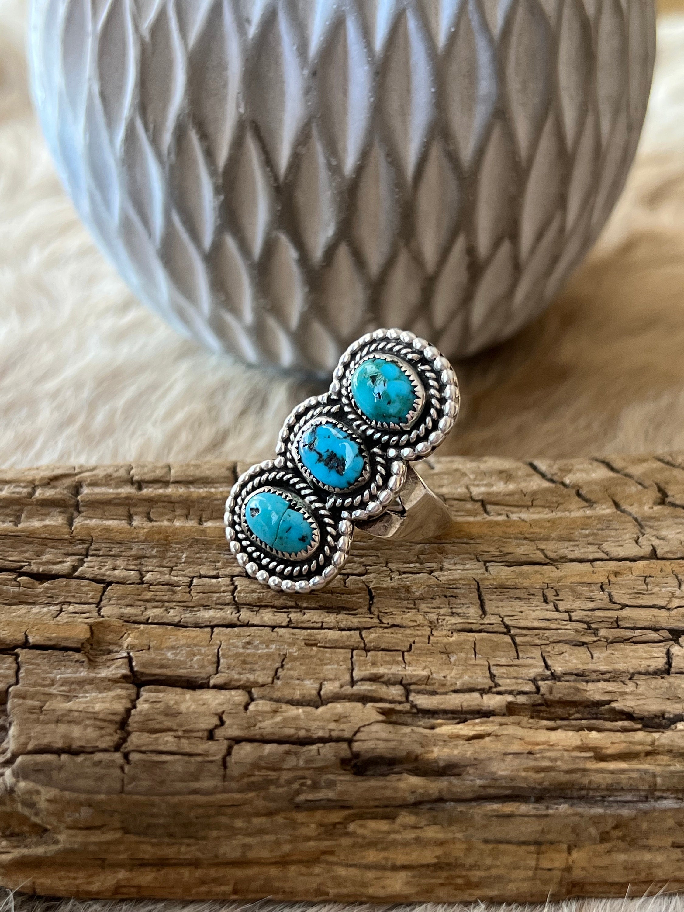 Sleeping Beauty Turquoise Ring Sterling Silver Handmade Size 9.0, R0469 ...