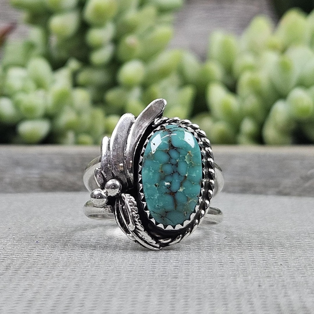Sterling Silver Kingman Turquoise Statement Ring – Size 8.5 – JM ...