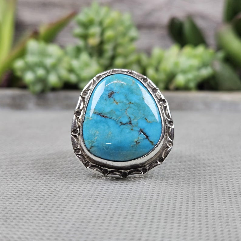 Kingman Turquoise Ring Sterling Silver Size 9.5 Lucky Hallmark| E81 - Etsy