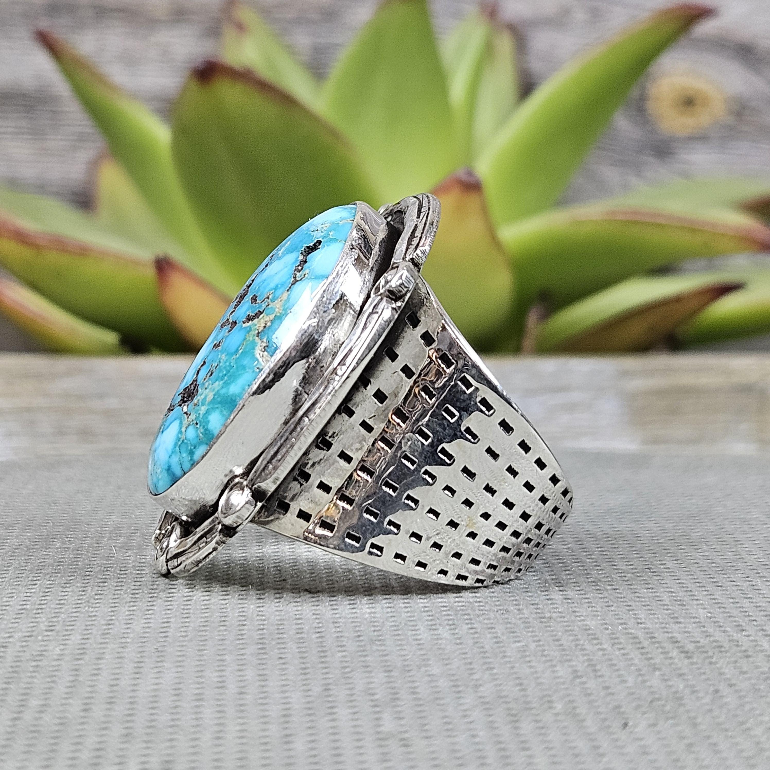 Kingman Turquoise Ring Sterling Silver Size 12.5 Lucky Hallmark| E18 - Etsy