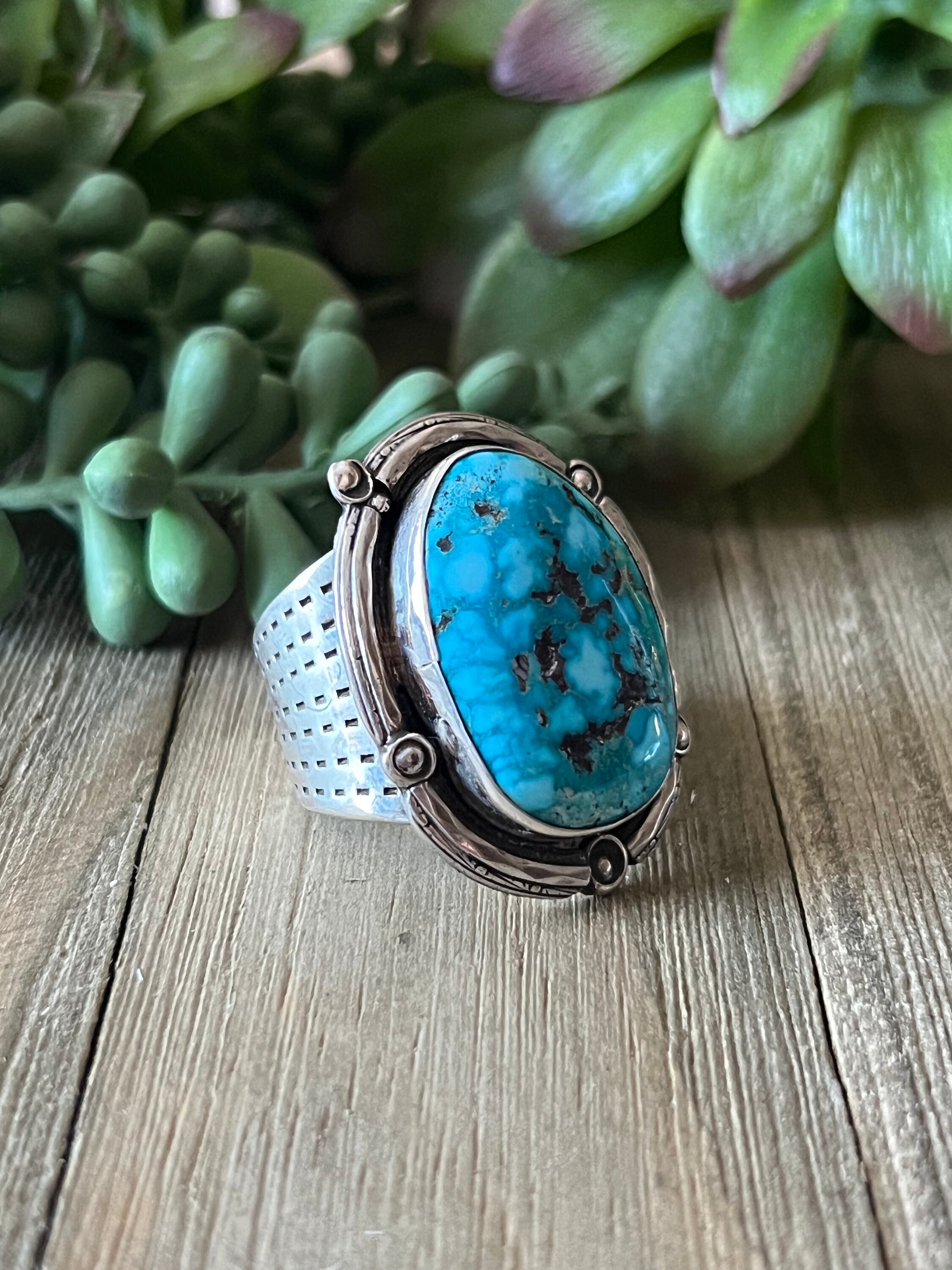 Kingman Turquoise Ring Sterling Silver Size 12.5 Lucky Hallmark| E18 - Etsy