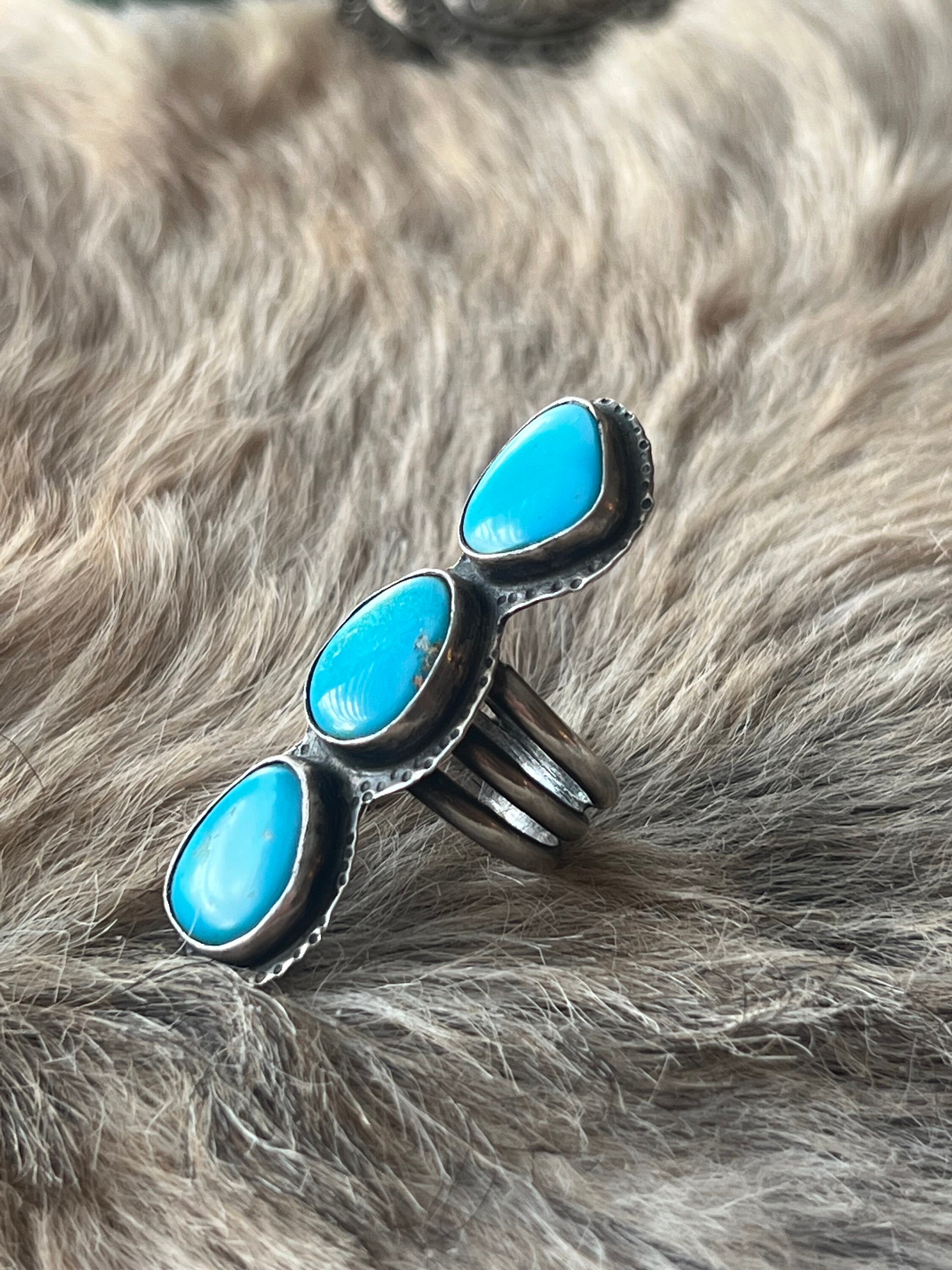 Natural Sleeping Beauty Turquoise Ring Sterling Silver Handmade Size 8. ...