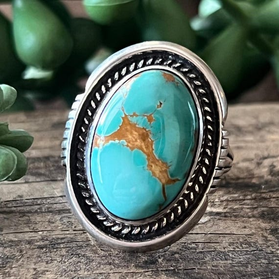 Murphy Platero Navajo Royston Turquoise Sterling Silver Ring Size 6.5| E45