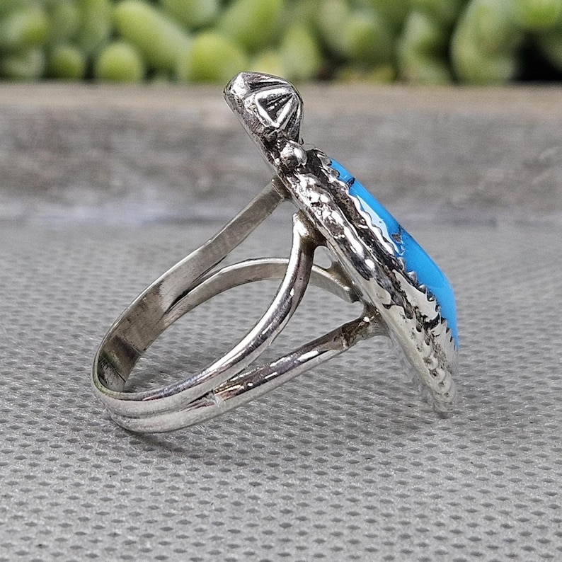 Natural Sleeping Beauty Turquoise Sterling Silver Statement Ring | Size ...