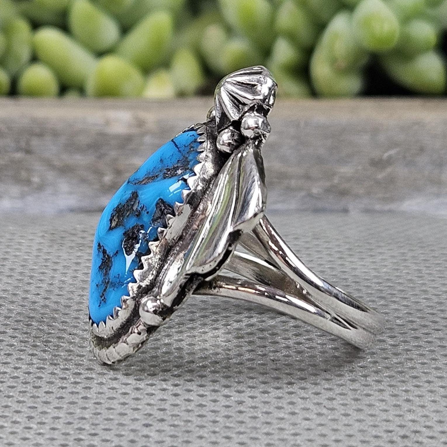 Natural Sleeping Beauty Turquoise Sterling Silver Statement Ring | Size ...