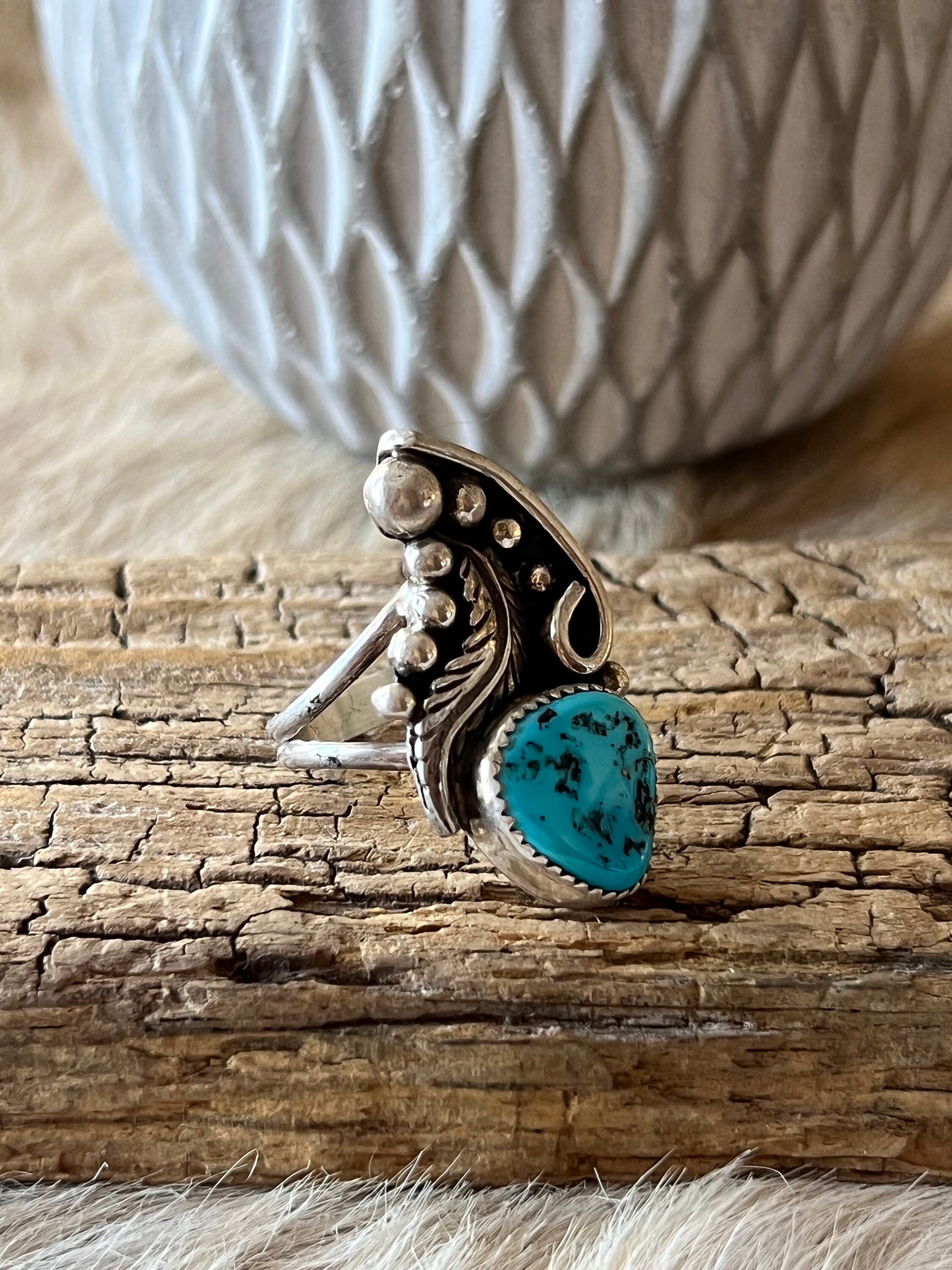 Sleeping Beauty Turquoise Ring Sterling Silver Handmade Size 8.5, R0484 ...