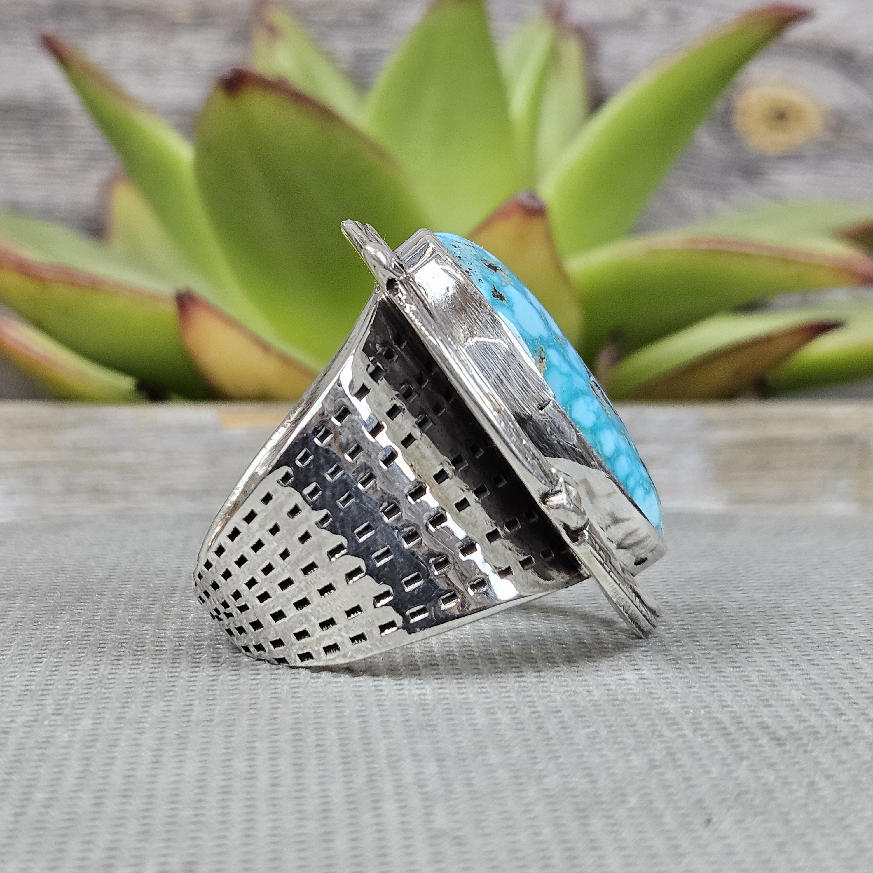 Kingman Turquoise Ring Sterling Silver Size 12.5 Lucky Hallmark| E18 - Etsy
