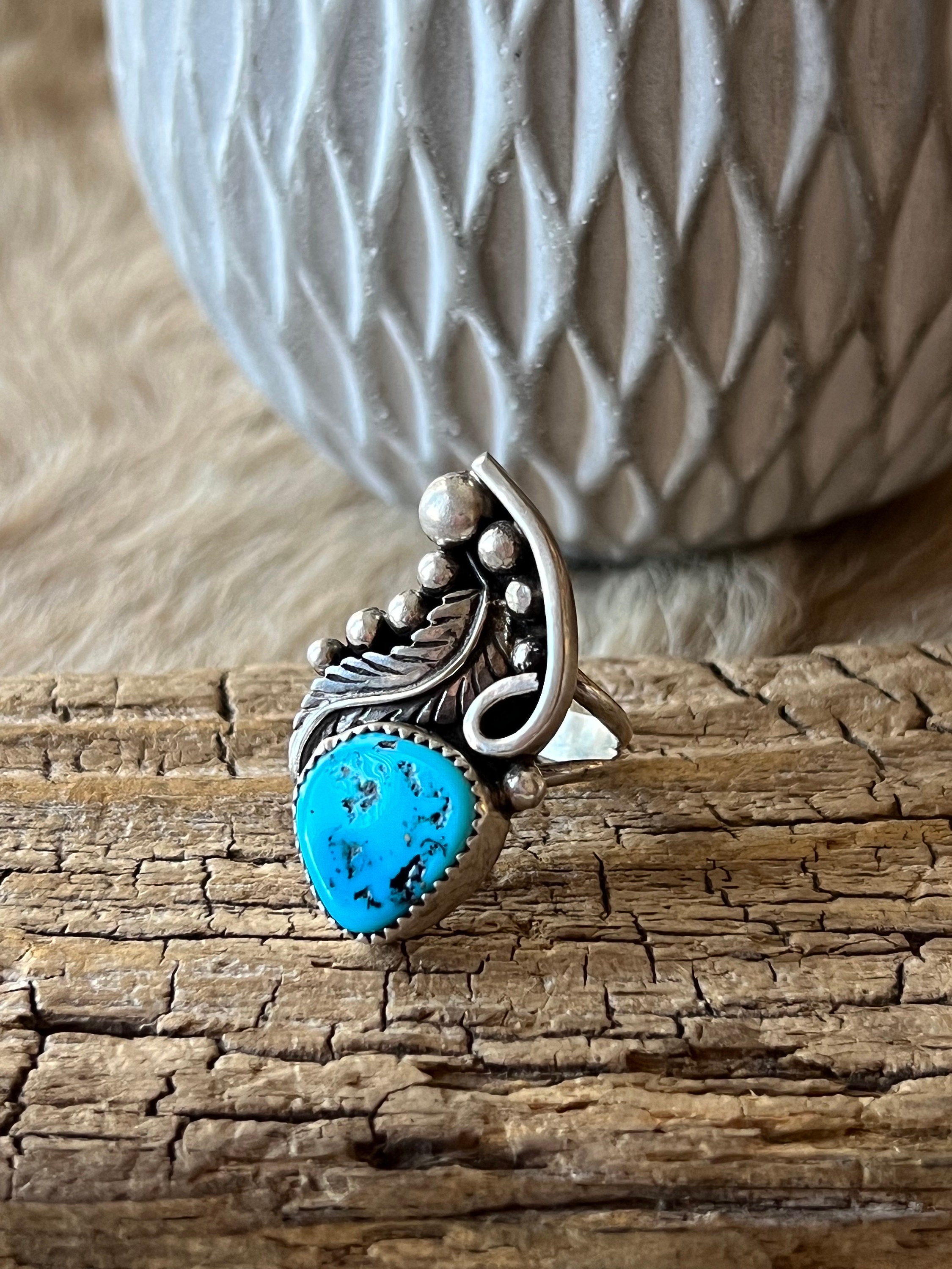Sleeping Beauty Turquoise Ring Sterling Silver Handmade Size 8.5, R0484 ...