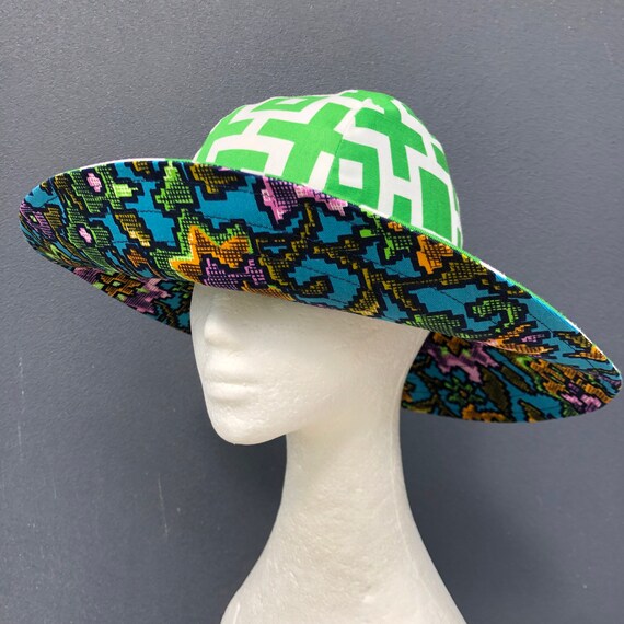 Floppy Reversible Wide Brim Sunhat/ 2 in 1: Turquoise W 