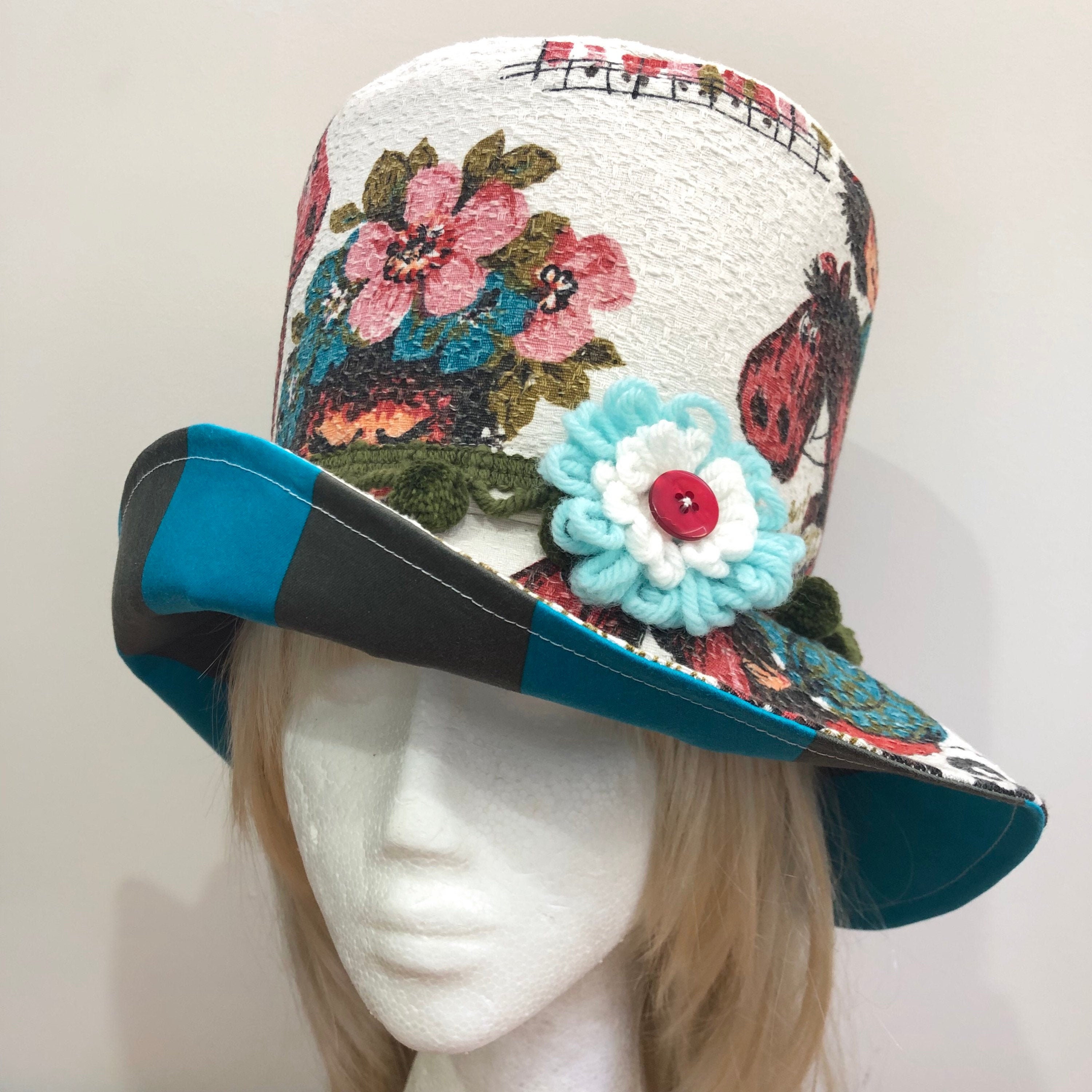 SALE Alice Vintage Fabric Top Hat W 