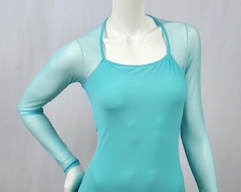 Justaucorps dos nu Aqua : résille extensible à manches longues, taille adulte
