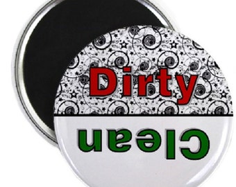 Black and White Swirl Clean Dirty Dishwasher Magnet