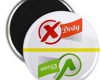 Check Mark Script Clean Dirty Dishwasher Magnet