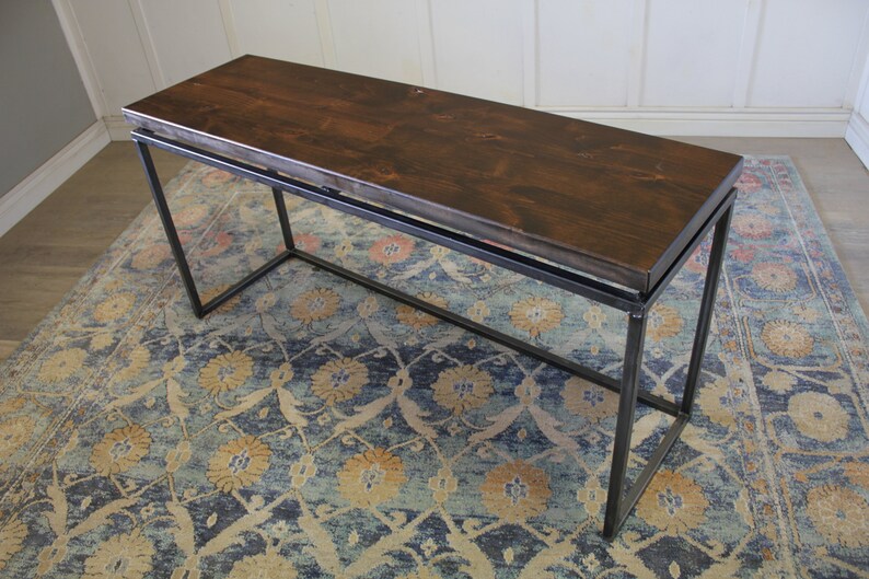 Floating Top Steel Base Sofa Table Console Etsy