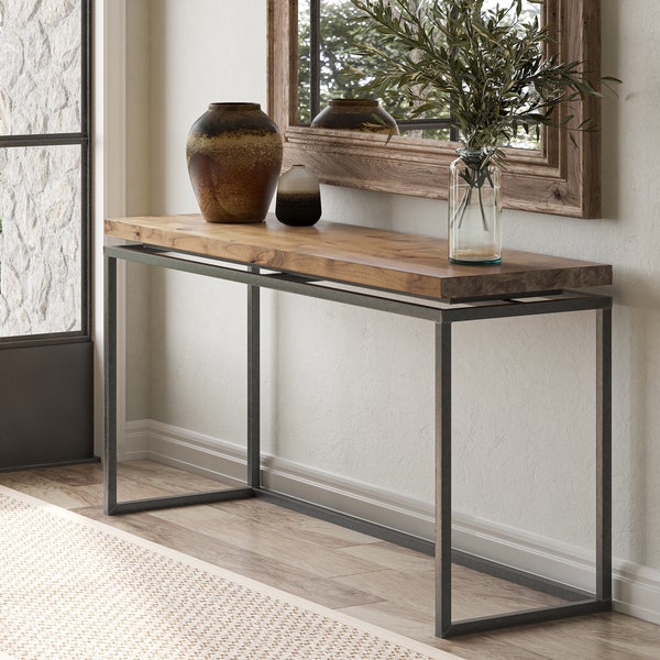 Wood and Metal Console Table Etsy