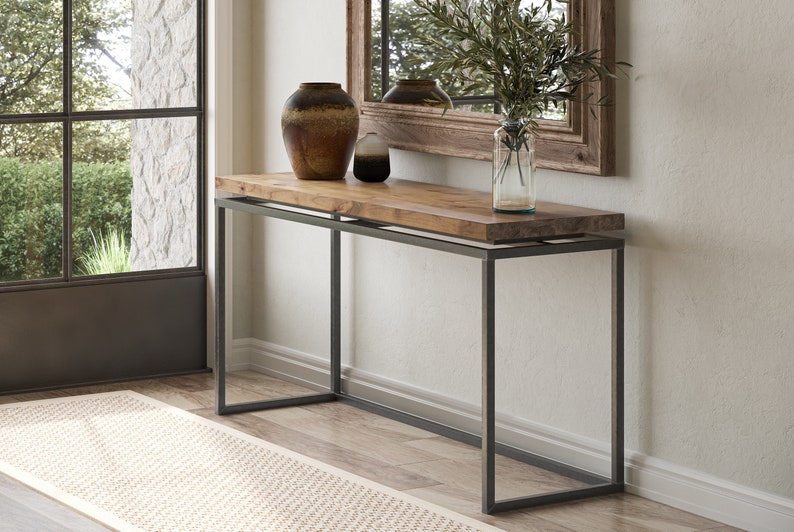 Floating Top Steel Base Sofa Table Console - Etsy