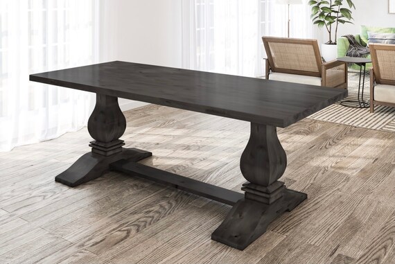 Rectangular wood 2024 pedestal dining table