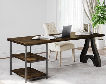 Industrial Wishbone Desk with Shelving