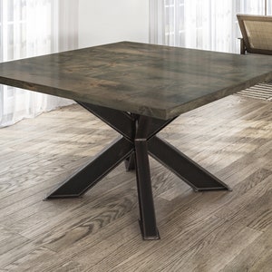 Square Shiloh Industrial Steel Pedestal Table