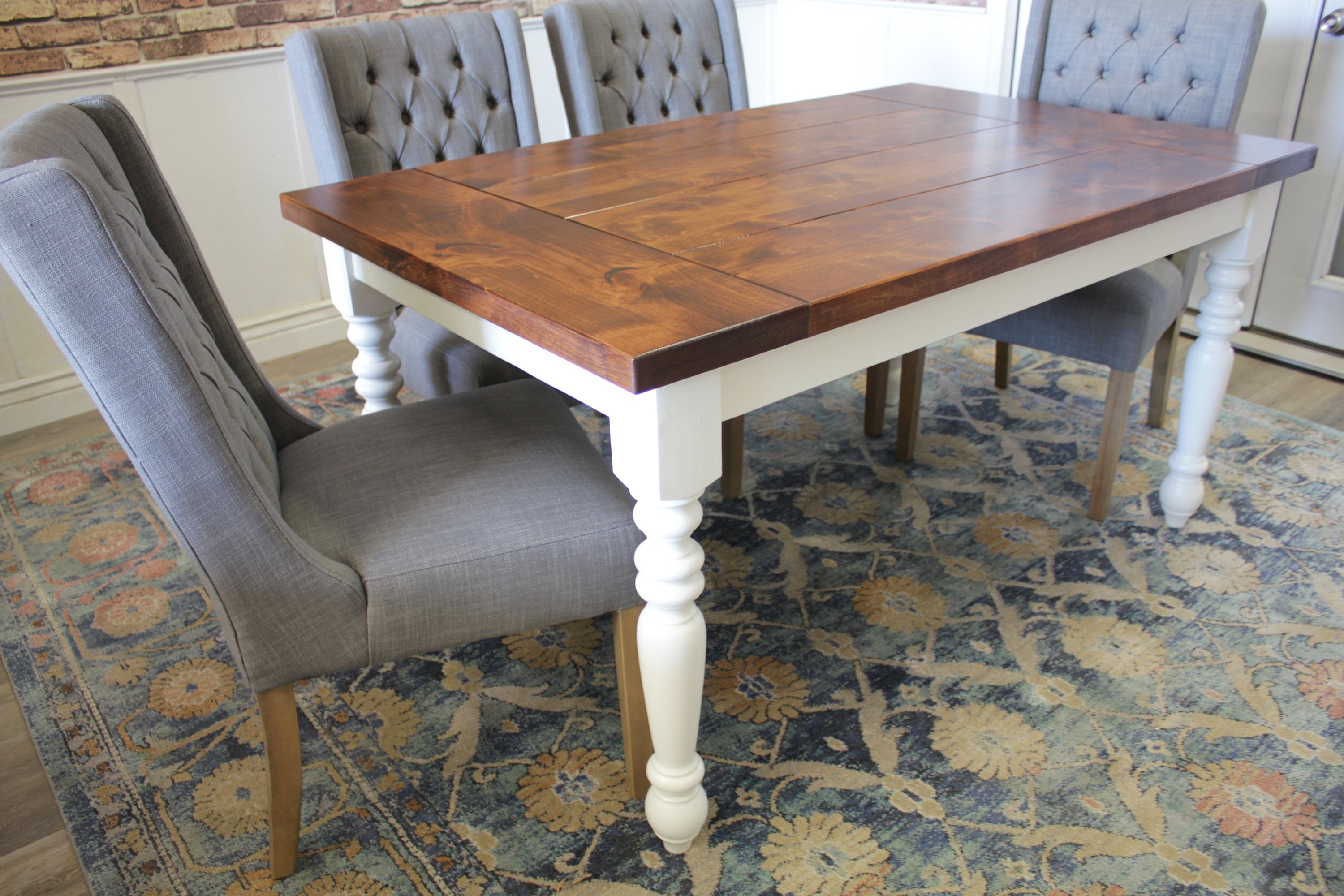 Country French Turned Leg Table with Hardwood Top Etsy
