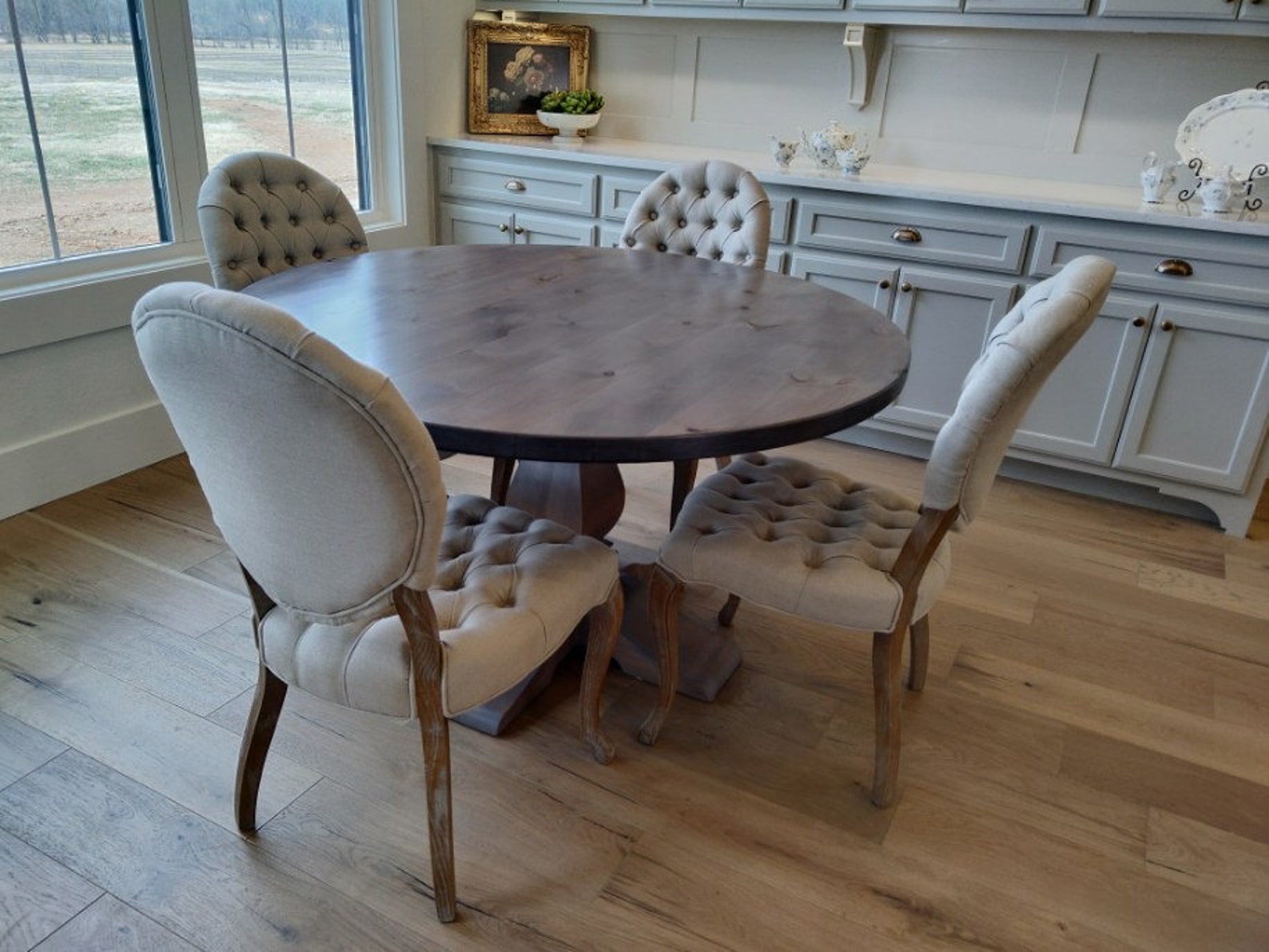 Round Heirloom Pedestal Table Breakfast Nook Table Hardwood Etsy