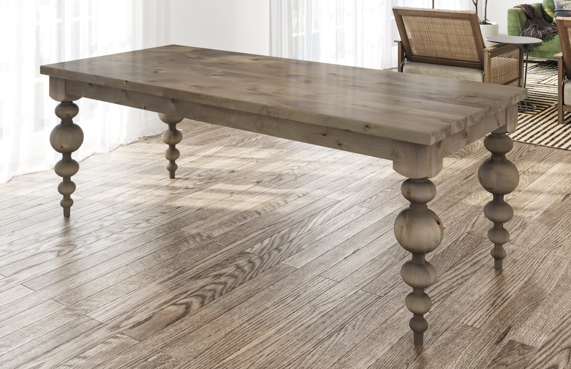 Modern Turned Leg Dining Table Etsy