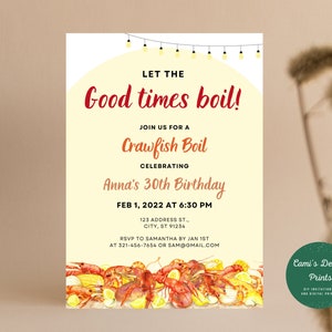 Crawfish Boil Invitation, Any Occassion Crawfish Boil invite, Graduation Party Shrimp Boil, Birthday, Neighborhood, Company Invitation