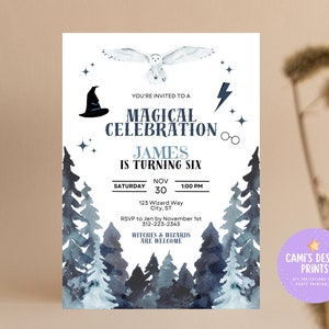 Editable Magical Wizard Birthday Party Invitation, Magical Birthday Party Invite, Magic School Wizardry Birthday Party Instant Download