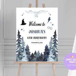 Editable Magical Wizard Birthday Welcome Sign, Magical Birthday Party Sign, Magic School Wizardry Birthday Party Sign Download