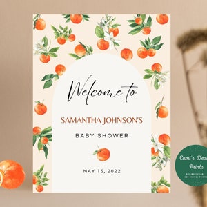 Cutie Baby Shower Welcome Sign: Editable Citrus Party Banner (Digital Download)